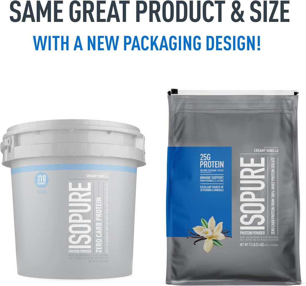 ISOPURE Zero Carb 25g Whey Protein Isolate with Vitamins Minerals 7.5 lb