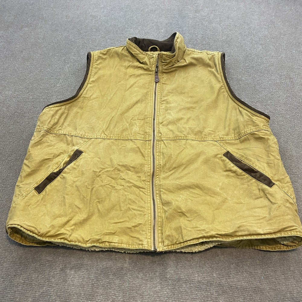 Vintage Wrangler Hero Vest Sherpa Corduroy Collar Mens Size XL Faded Tan Brown