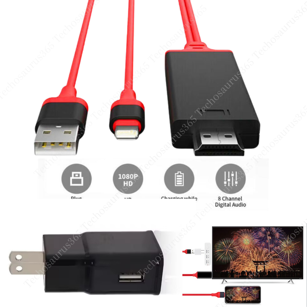 For iPhone iPad 1080P HDMI Mirroring AV Cable Phone to TV HDTV Adapter Sync Cord
