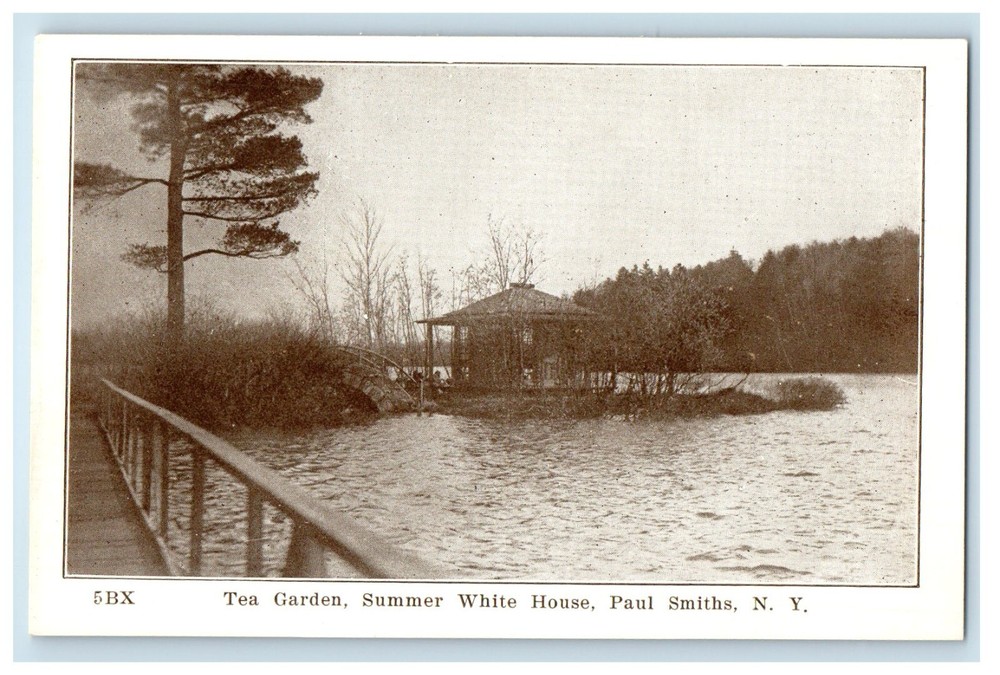 c1910's Tea Gardens Summer White House Paul Smiths New York NY Antique Postcard