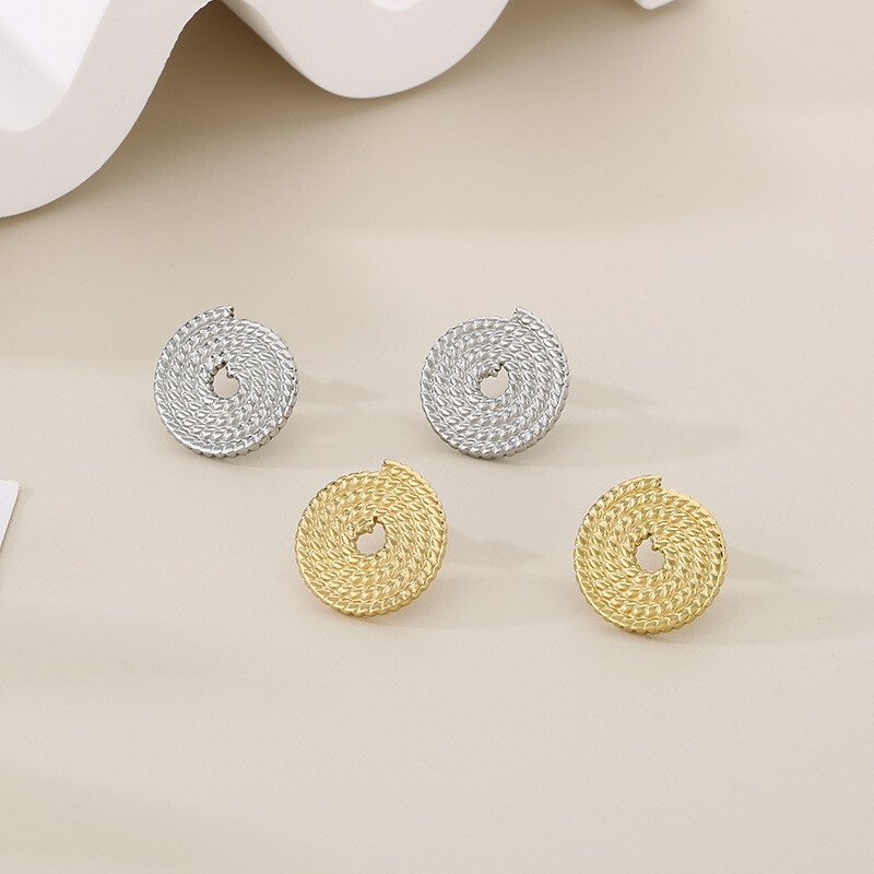 Spiral disc stainless steel earrings titanium steel studs for women