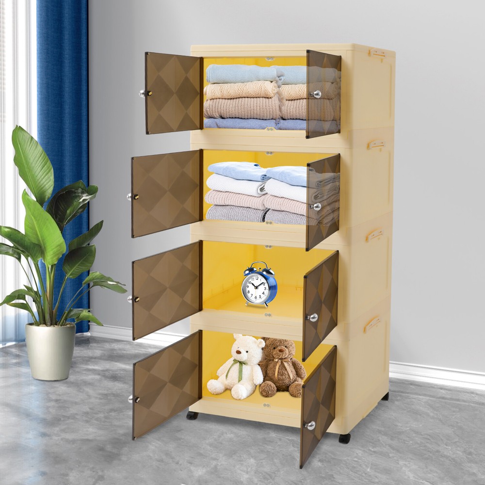 Foldable 4-Tier Storage Bin Organizer with Collapsible Bins