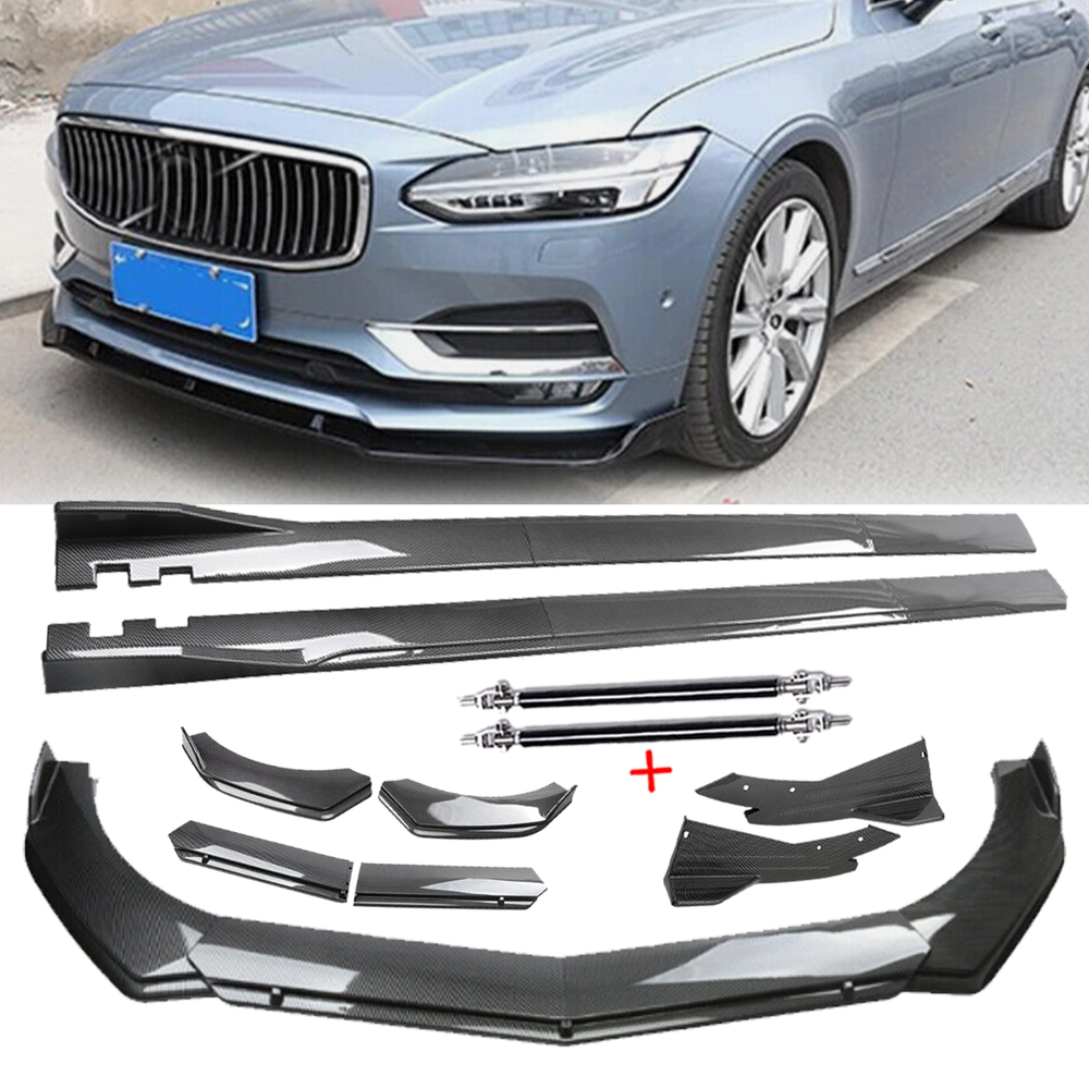 Carbon Fiber Front Bumper Lip Chin Spoiler For Volvo S40 S70 S80 S90 Side Skirt