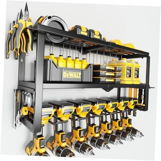 Heavy-Duty Wall-Mounted Power Tool Organizer with 7 Slots 3 Layers 150Lbs Capacity