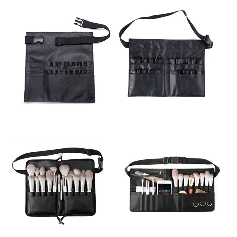 Portable Makeup Brush Storage Bag PU Cosmetic Brush Storage Belt Bag for Beauty