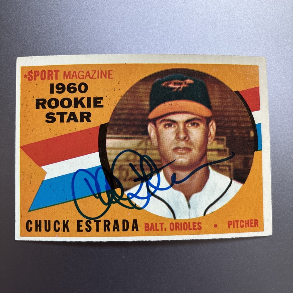 CHUCK ESTRADA 1960 TOPPS ROOKIE RC AUTOGRAPHED SIGNED AUTO BASEBALL CARD