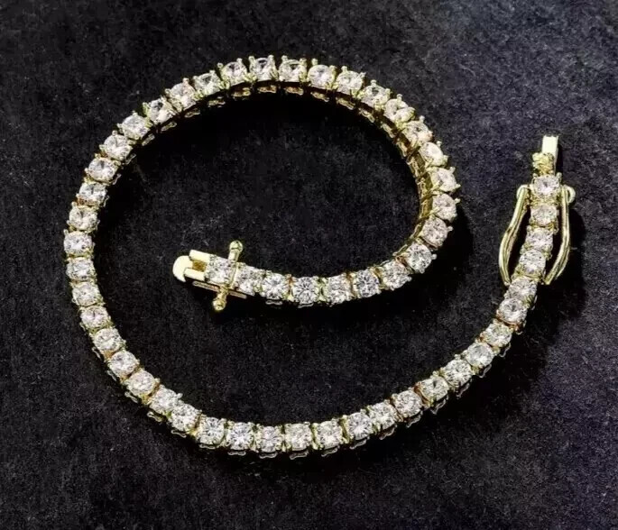 7Ct Round Lab Diamond 14k Gold Plated Women's Tennis Bracelet