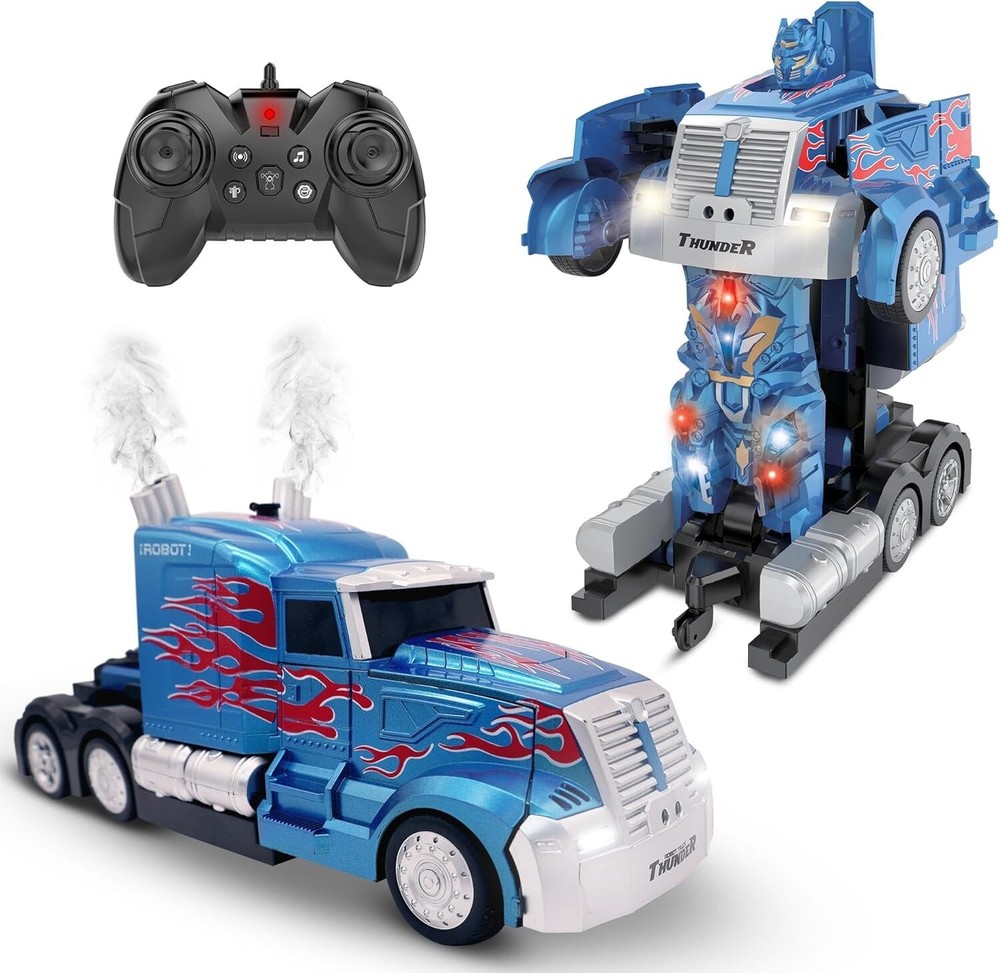 Electric Blue Transforming RC Car - Kids Remote Control Robot for Ages 8-13