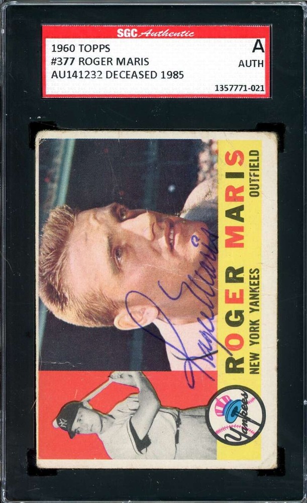 Autógrafo Topps 1960 firmado por Roger Maris SGC certificado de autenticidad