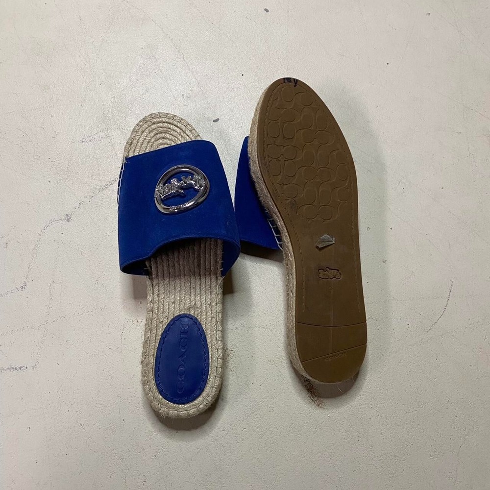 Coach Camille Blue Suede Espadrille Slide Sandals  Size;9 no box
