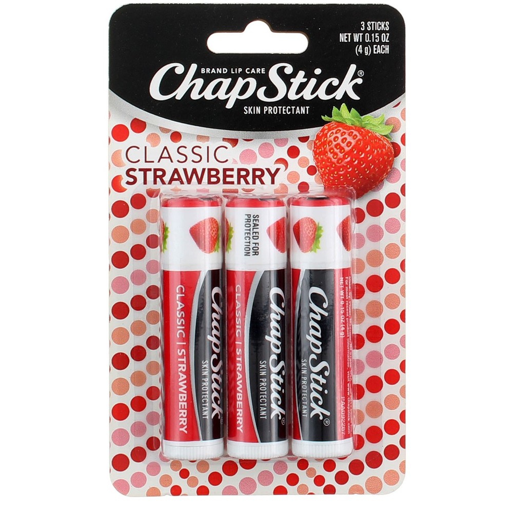 4 Pack Chapstick Classic Lip Balm in Strawberry 0.15 oz Each