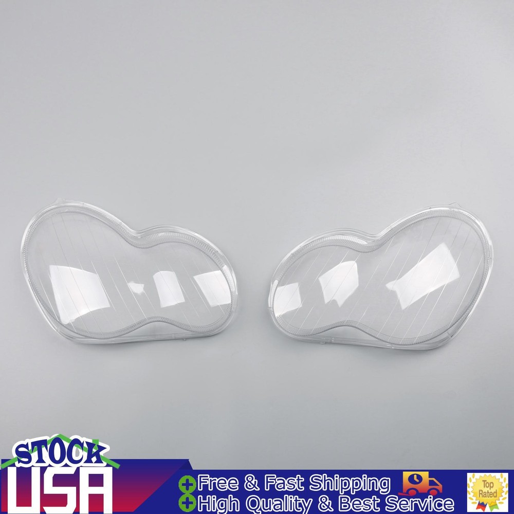 Headlight Lens Shell Plastic Cover Left+Right For 2001-2007 Benz W203 C-Class