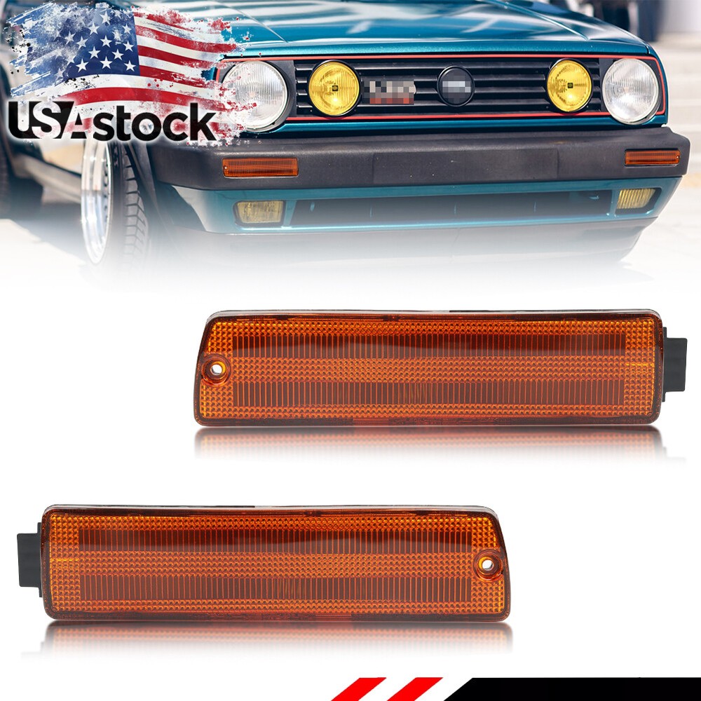 Amber Signal Lights for 1990-1992 VW Golf Mk2 GTi Jetta Front Bumper