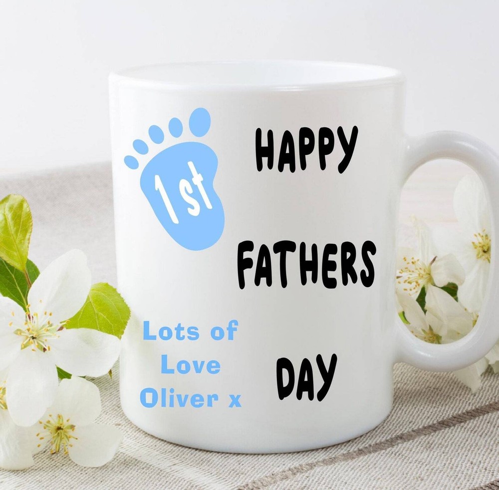 Happy First Father’s Day Mug Personalised Custom Father’s Day Novelty Gift
