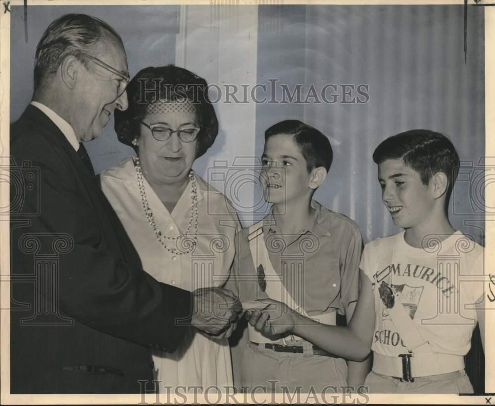 1964 Press Photo School Safety Patrol Members Given Pins at Awards Day Ceremony-image