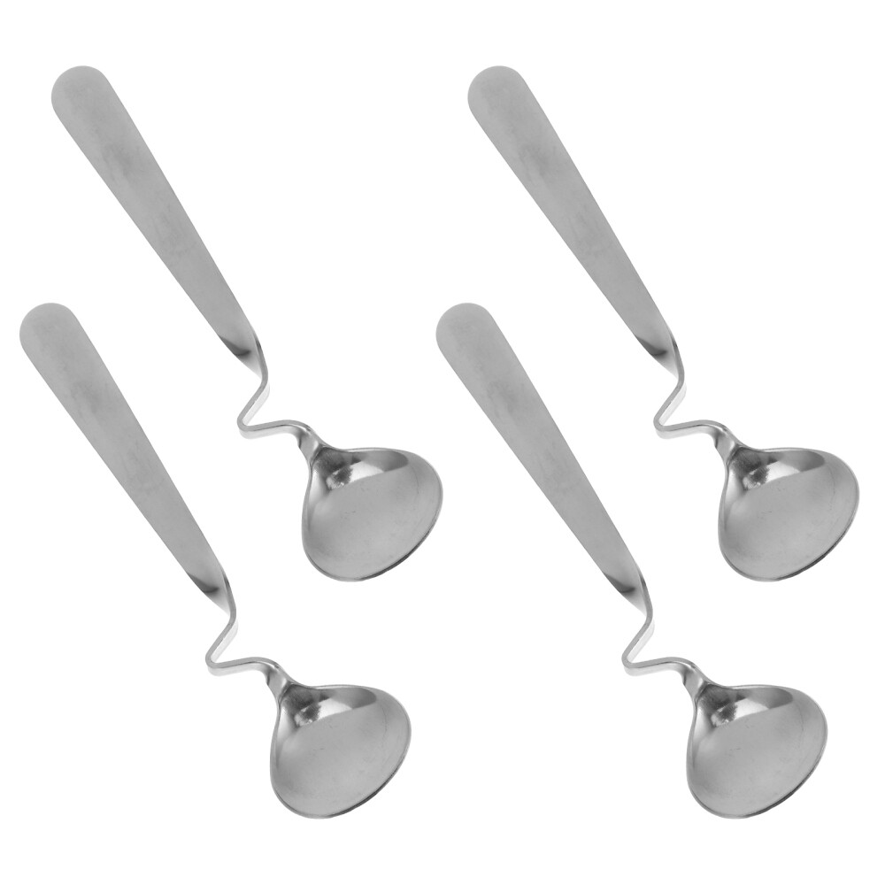 4 Pcs Coffee Spoon with Curved Handle Honey Spoons Mixing Curving