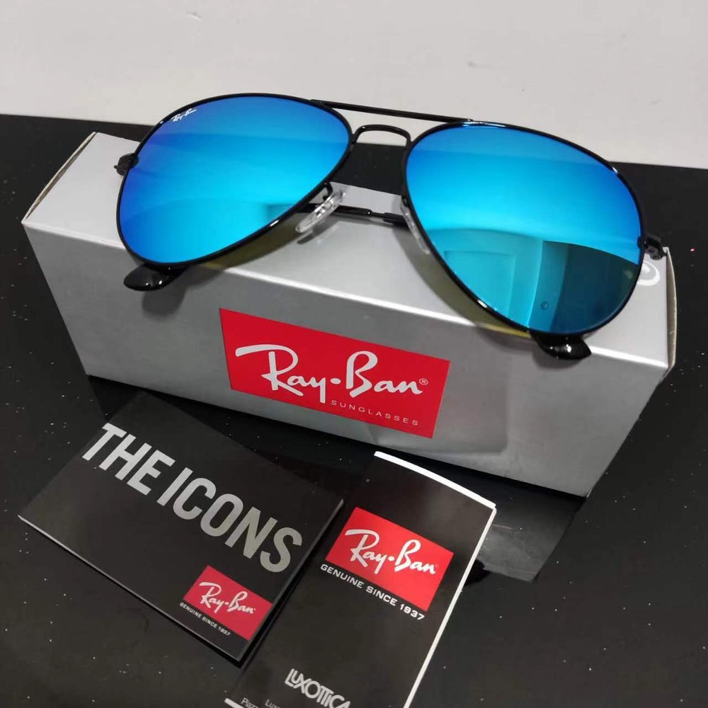 RAY-BAN RB3026, aviator sunglasses , Black Frame/Large 62mm Blue Lens