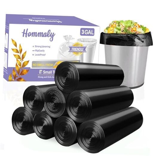 3 Gallon 440pcs Small Black Trash Bags(Fit 440 Count (Pack of 1) 3Gal-Black-440