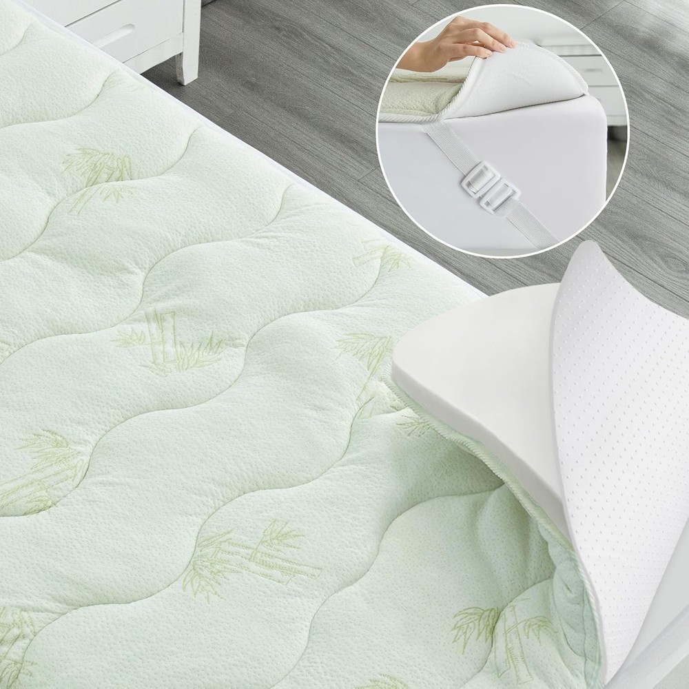 Viscose Made from Bamboo Twin XL Mattress Topper Pad, Dual XL, Green