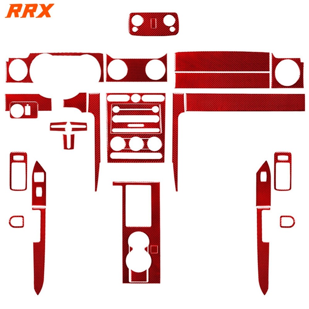 36Pcs Red Carbon Fiber Kits Full Interior Trim Cover For Ford Mustang 2005-2009