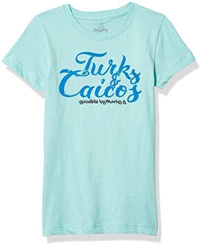 Marky G Apparel Girls' Printed Turks & Caicos Graphic Fine Jersey T-Shirt Chill