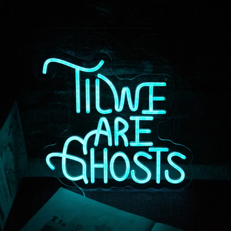 Halloween Neon Sign - Time Are Ghosts LED Light for Party Decor & Gifts