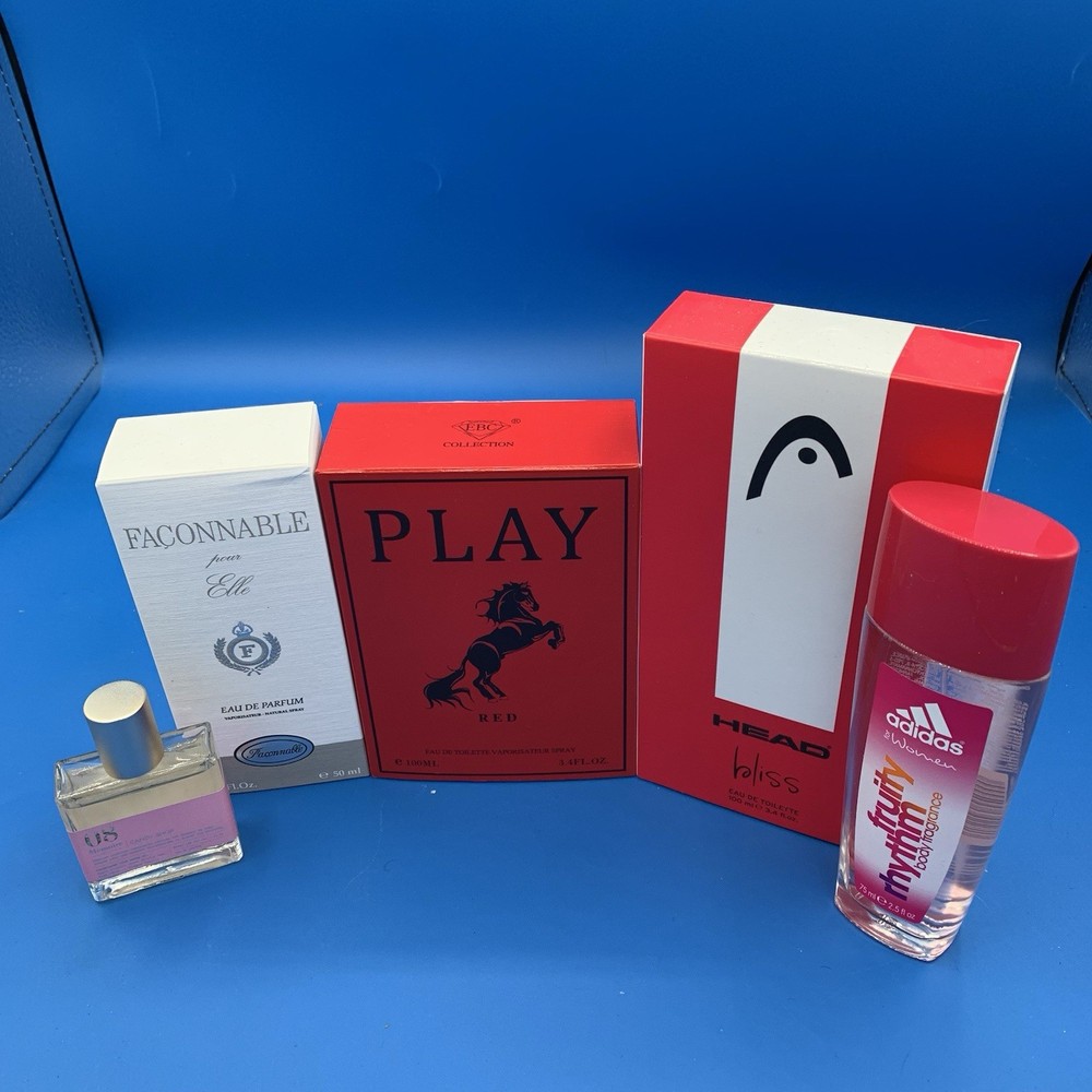 Perfume LOT OF 5 Adidas Fruity Rhythm, Facconable, Memoire Head Bliss And More