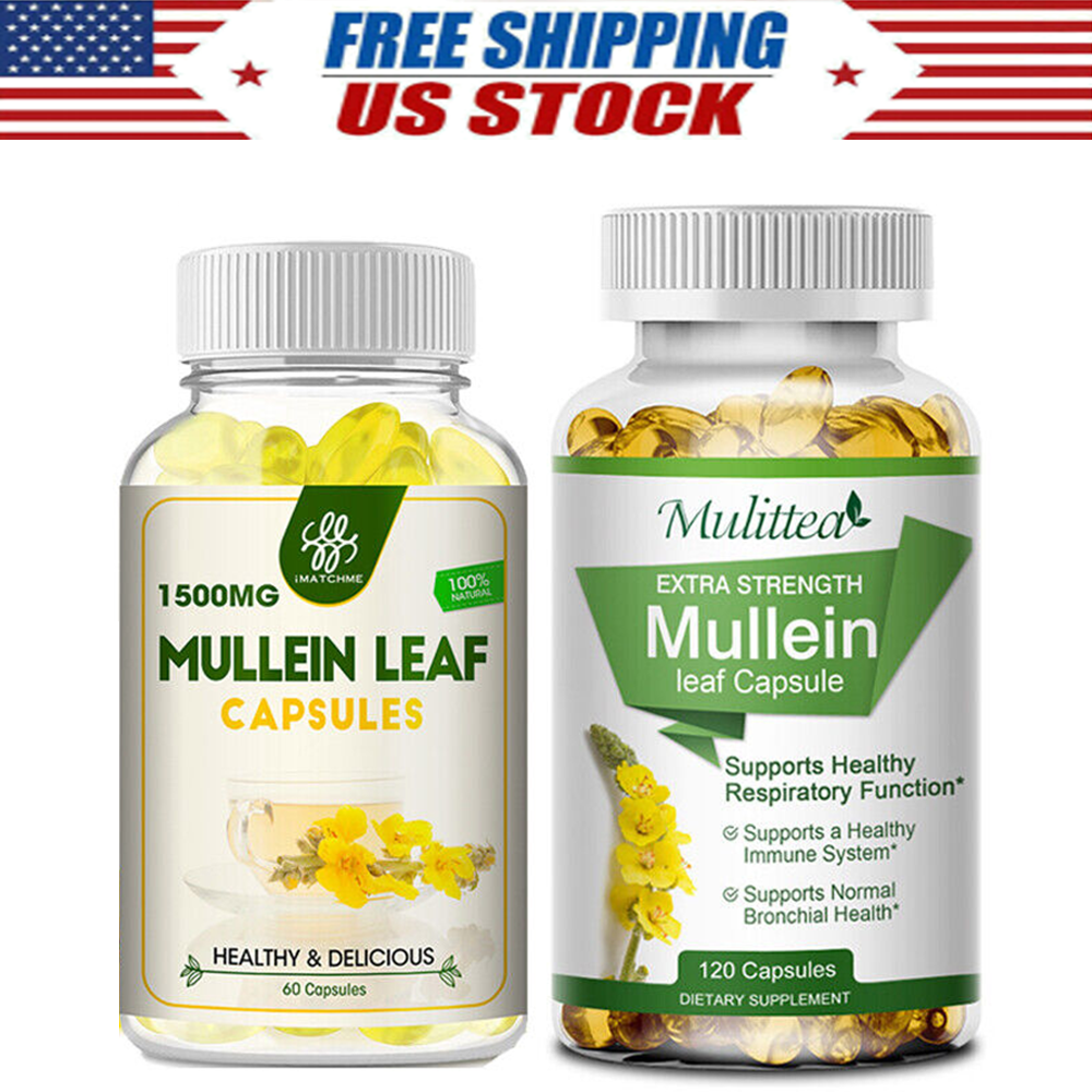 60/120Pcs Mullein Leaf Capsules For Lung Cleanse Detox Herbal Dietary Supplement