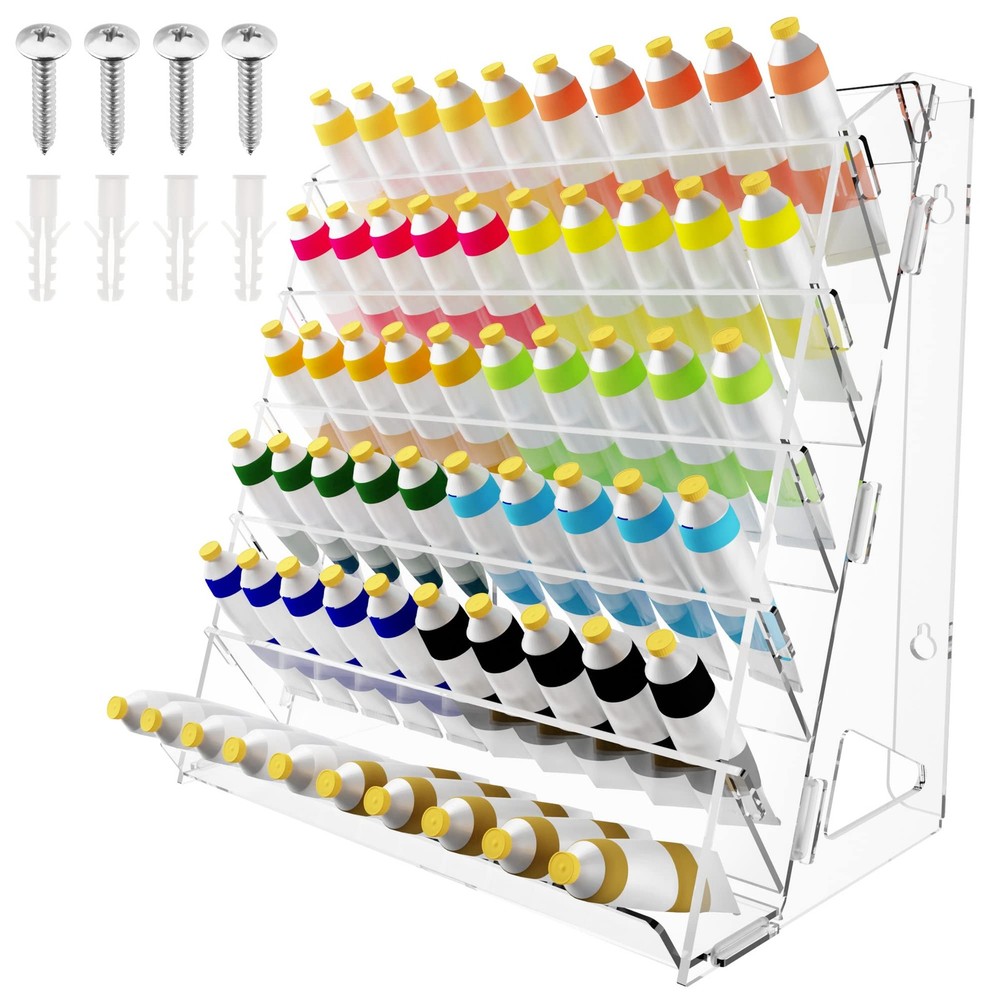Acrylic Paint Organizer Wall Mount for Craft Storage Hobby Paint Holder Rack Wall-Mounted  