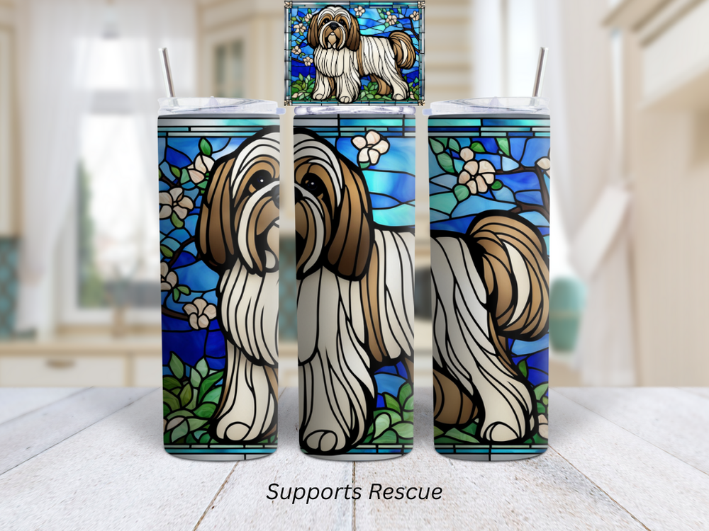 Stained Glass Lhasa Apso Dog Vibrant 20 oz Stainless Steel Insulated Tumbler
