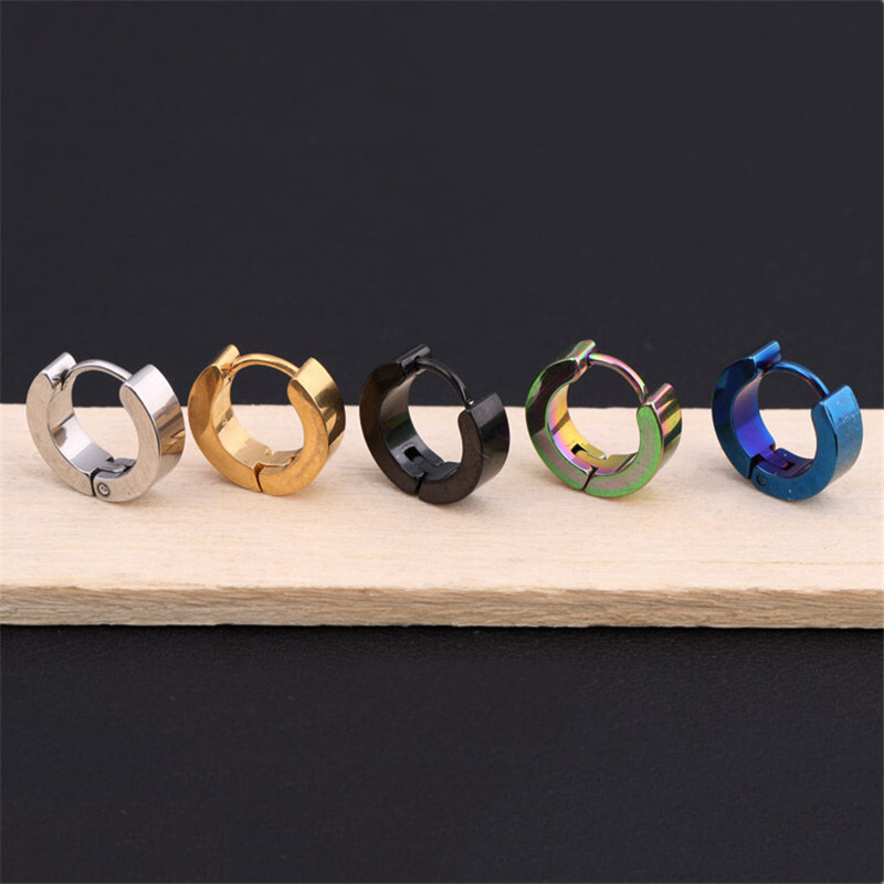 Mens Women Round Stainless Steel Ear Hoop Stud Huggies Earrings Jewelry Gifts ❈