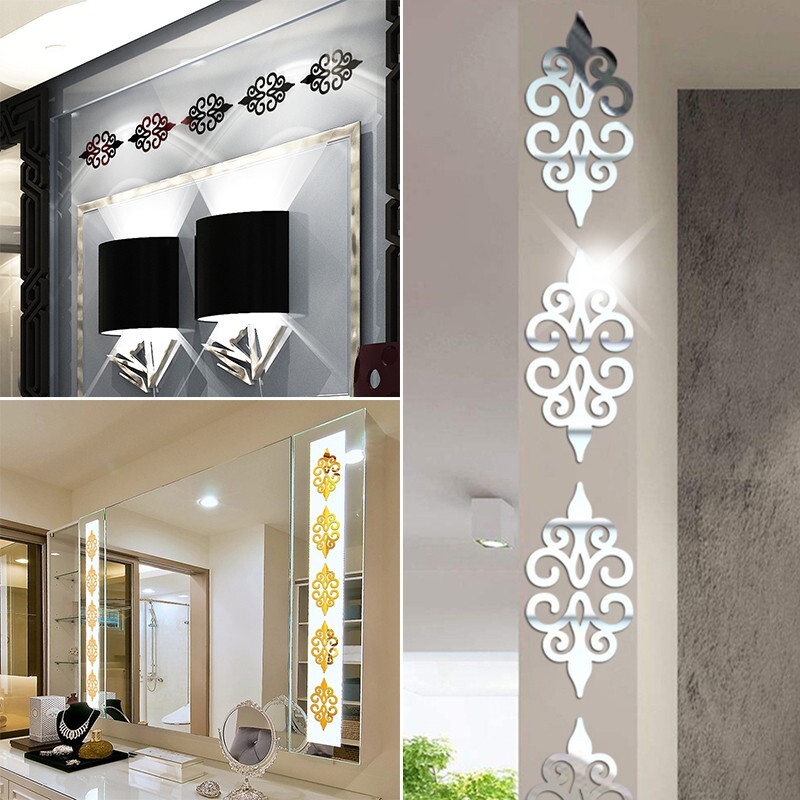 10pc 3D Wall Sticker Mirror Flower Decal DIY Home Room Art Mural Decor Removable