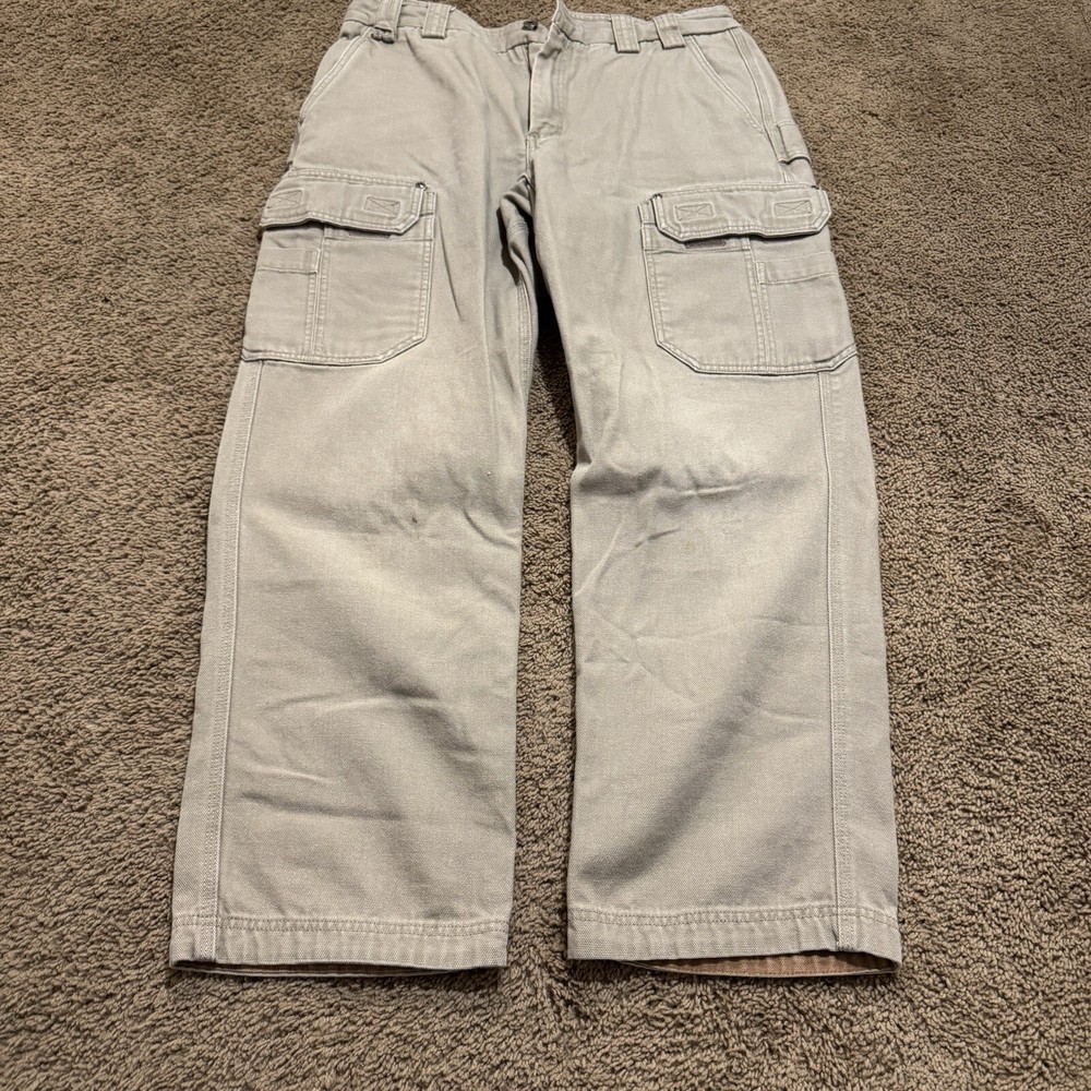 Duluth Trading Company Tan Heavy Canvas Workwear Cargo Pants Men’s Size 36x32
