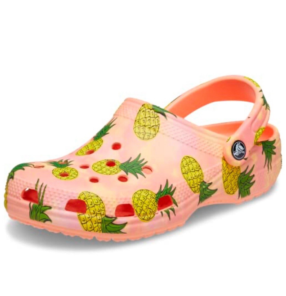 Crocs Unisex Classic Seasonal Print Clogs, Papaya/ Size 7 US Women