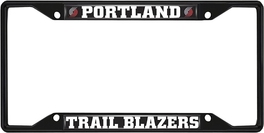 Portland Trail Blazers Black Metal License Plate Frame Tag Cover, 6x12 Inch