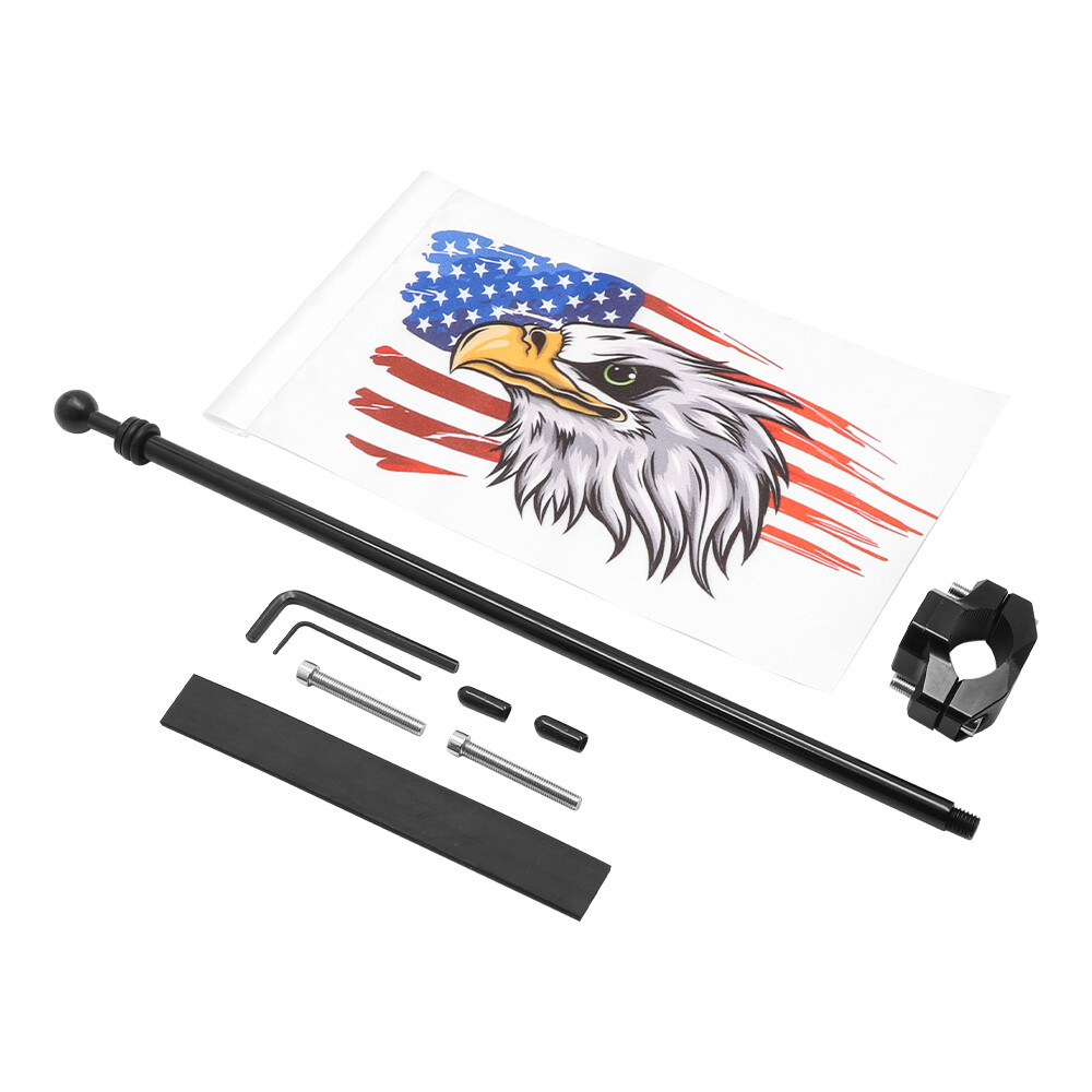 Universal Rear Side Mount Luggage Pole Mount American Eagle Flag For Harley BMW
