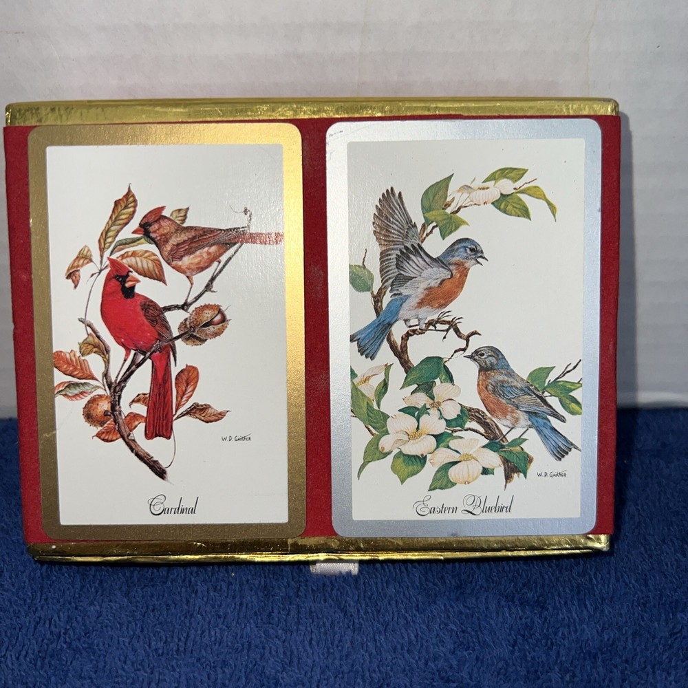 Vintage Congress Double Deck Bluebird Velvet Box Playing Cards Spain-image