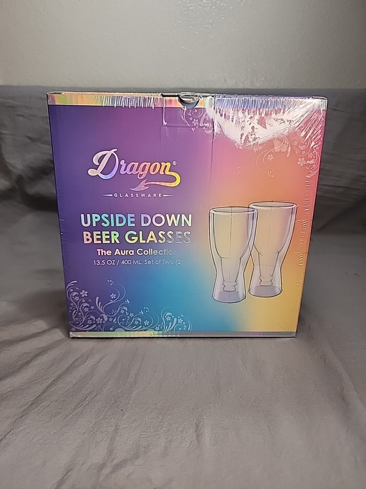 Dragon Glassware Upside Down Beer Glasses The Aura Collection NEW