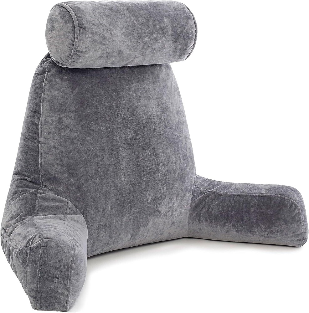 Husband Pillow Dark Grey Backrest Shredded Memory Foam Removable Microplush