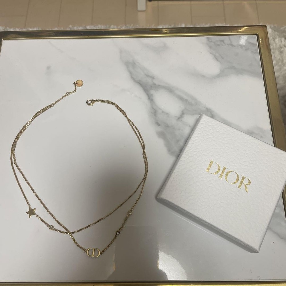 Christian Dior Gold Double Necklace Star Motif