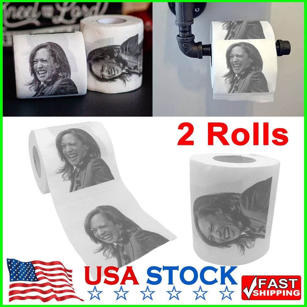 2Pcs Kamala Harris Toilet Paper , 2 Rolls of Funny Printed Harris TP Gag Gift