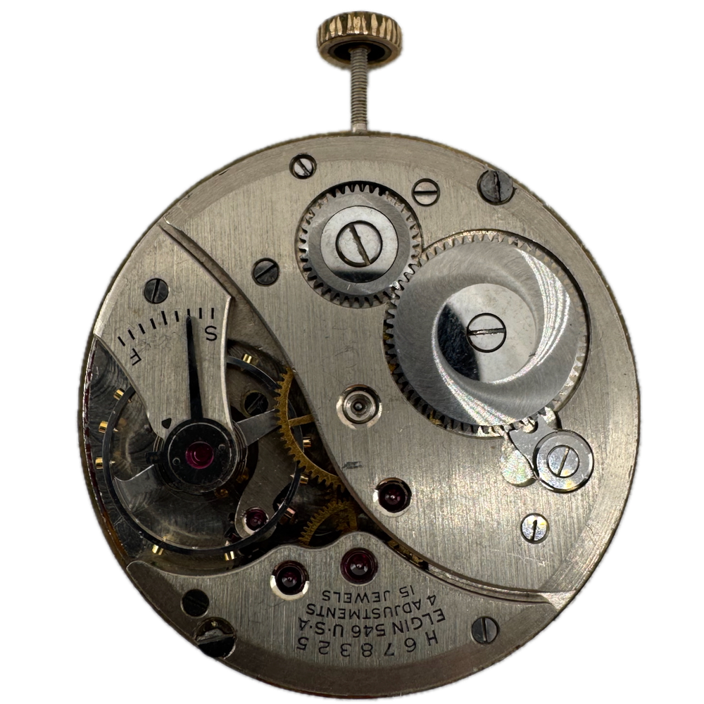 Vintage 1950s Elgin 15 Jewel Mechanical Pocket Watch Movement 546 USA