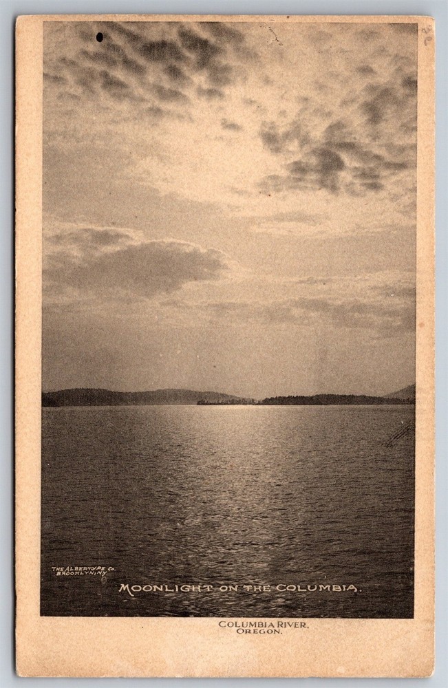 Moonlight On The Columbia River Oregon C1930 Postcard H13
