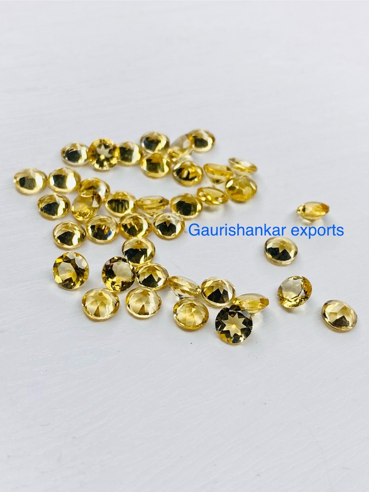 1.2x1.2mm Natural Citrine Faceted Round Cut Loose Gemstones 7 Pcs DG5
