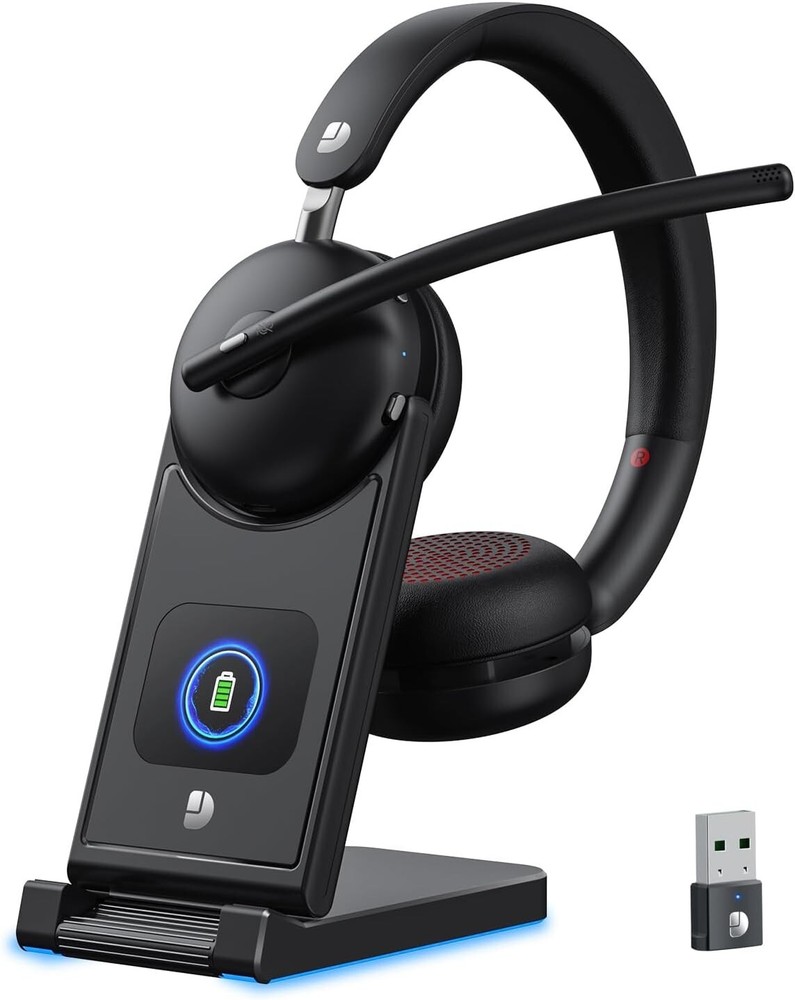 Wireless Bluetooth Headset with Noise Cancelling Mic for Work and Gaming