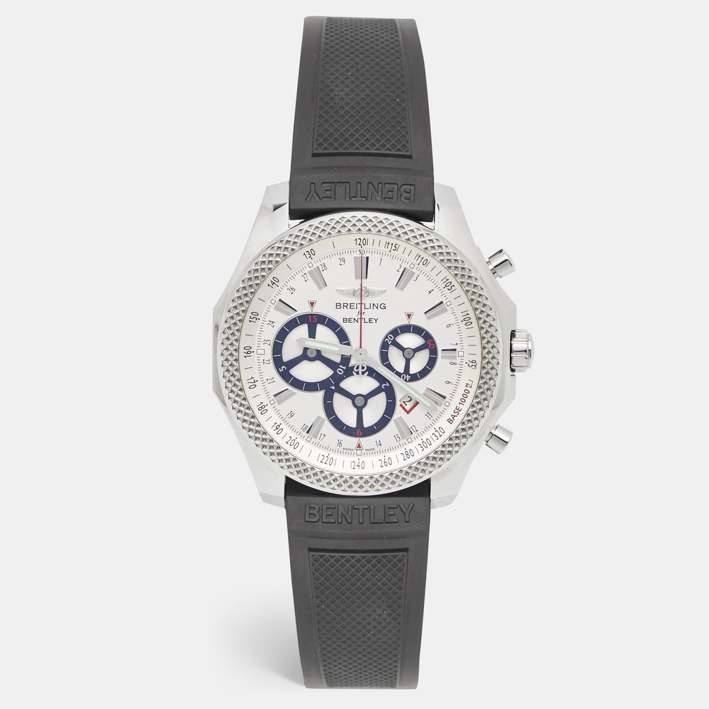 Breitling Bentley Barnato Racing Men's Watch A25366 Silver Stainless Steel Rubber Strap