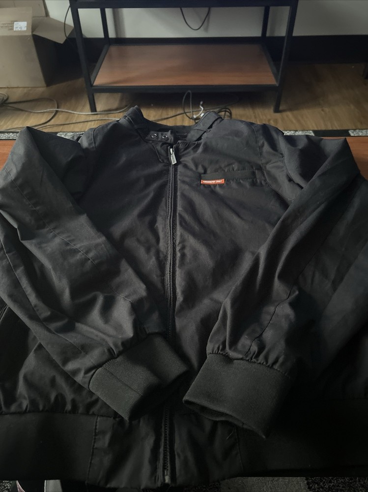 Members Only x Nickelodeon Rugrats Black Zip Up Bomber Jacket Size L Back Hit Design-image