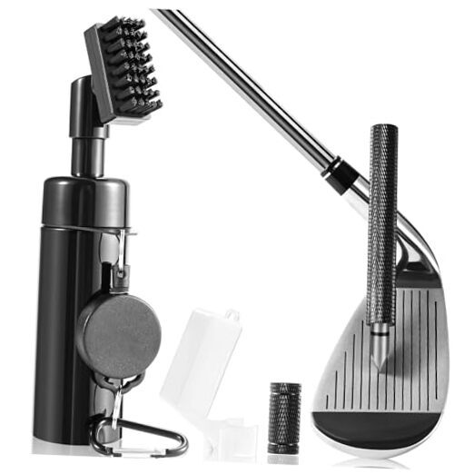 Pro Golf Club Cleaner Brush with Groove Sharpener for U & V Golf Clubs