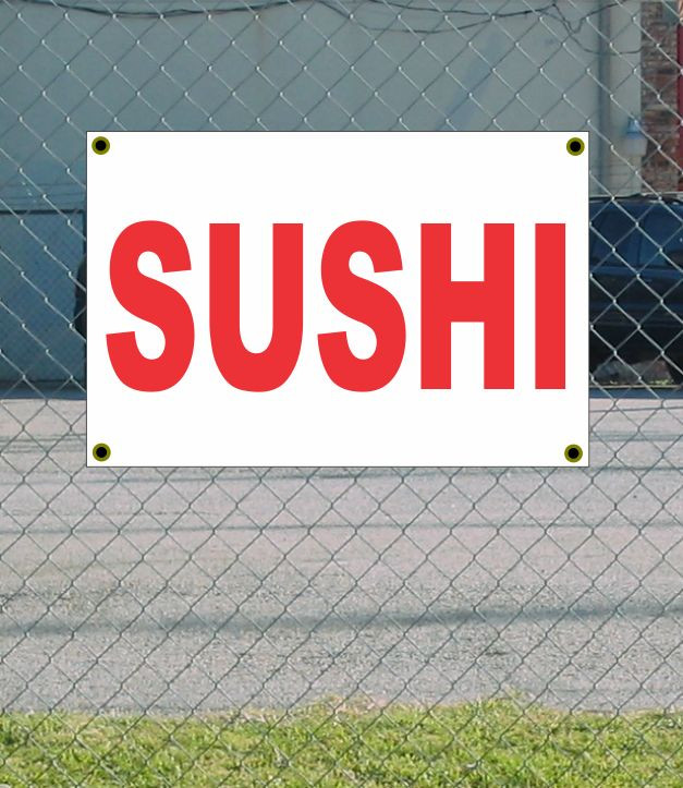 2x3 Red & White Sushi Banner Sign New Discount Size Price Free Shipping