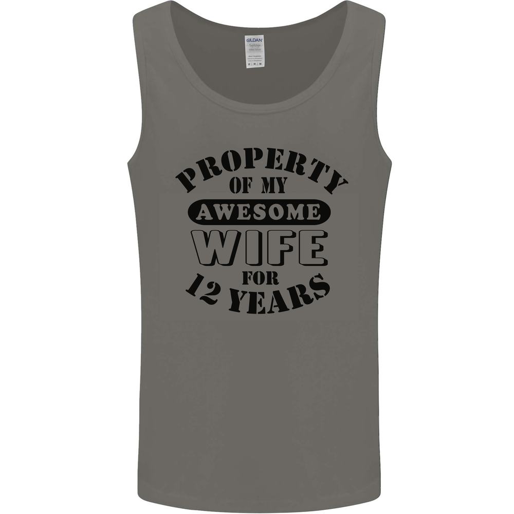 12th Wedding Anniversary 12 Year Funny Wife Mens Vest Tank Top